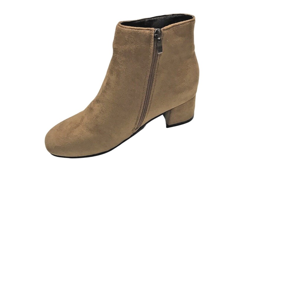 brown faux zip up‎ suede bootie round toe size 9